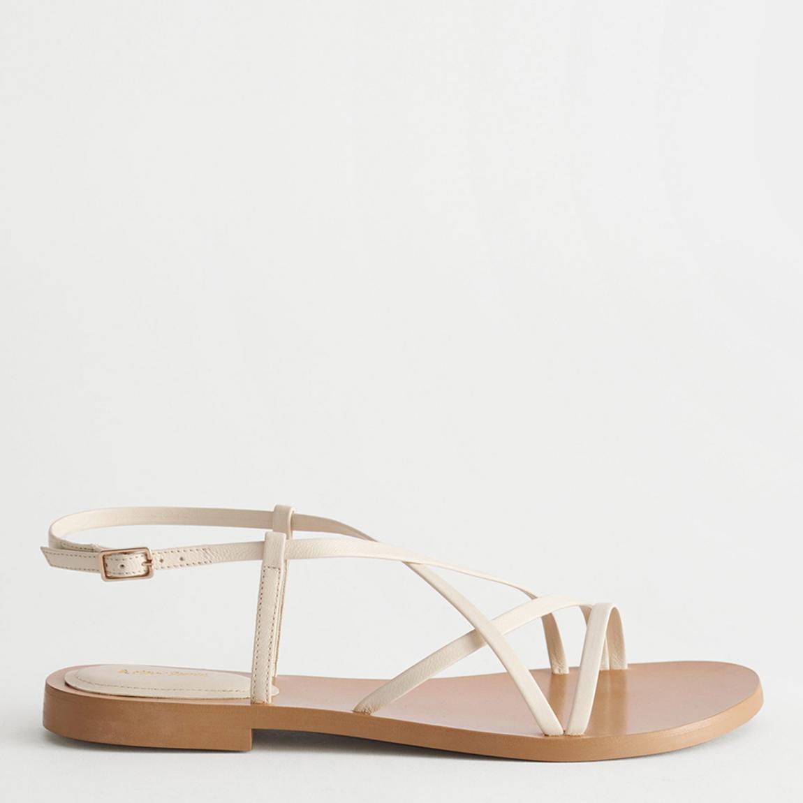 White Strappy Leather Sandals main product photo