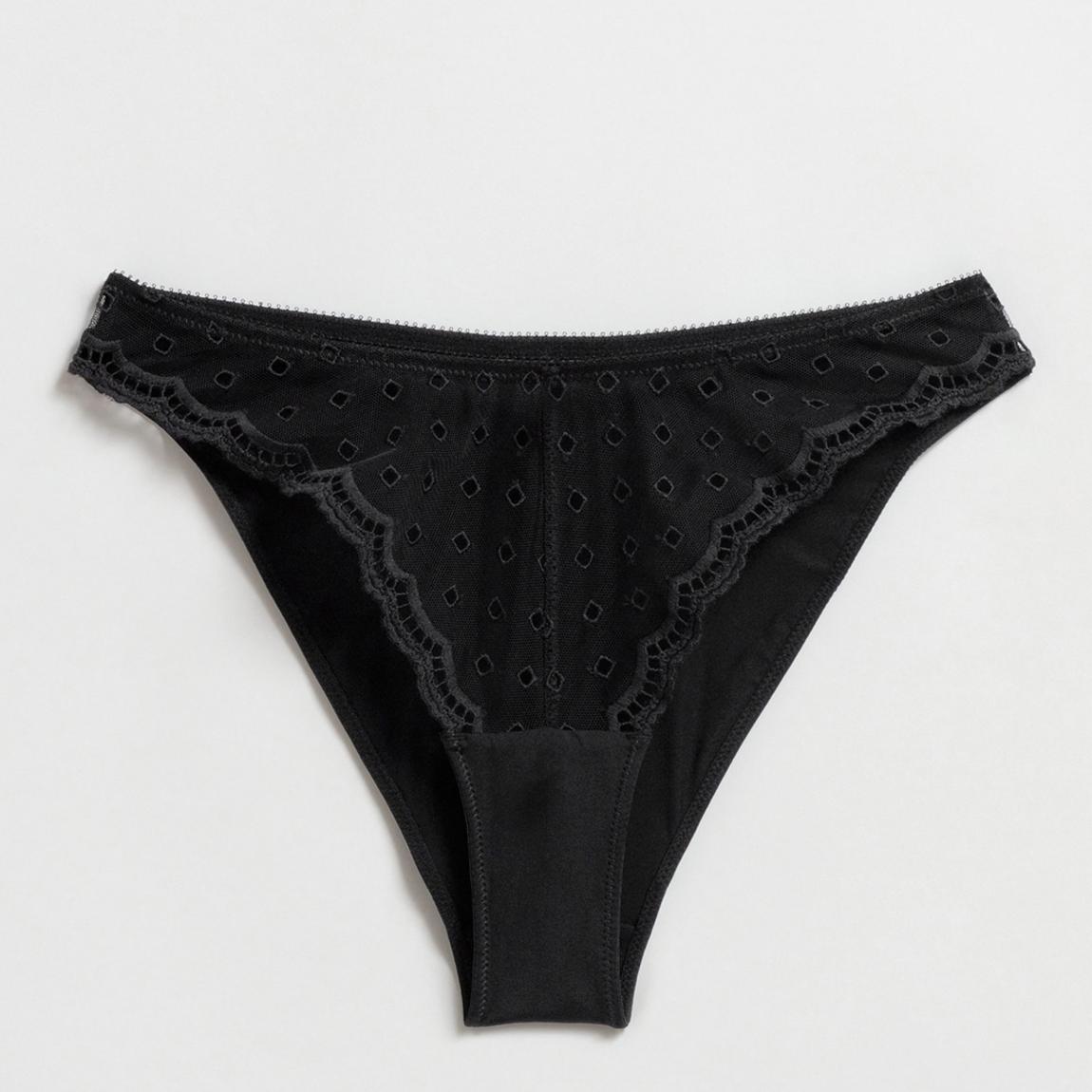Black High Leg Sheer Lace Knickers main product photo