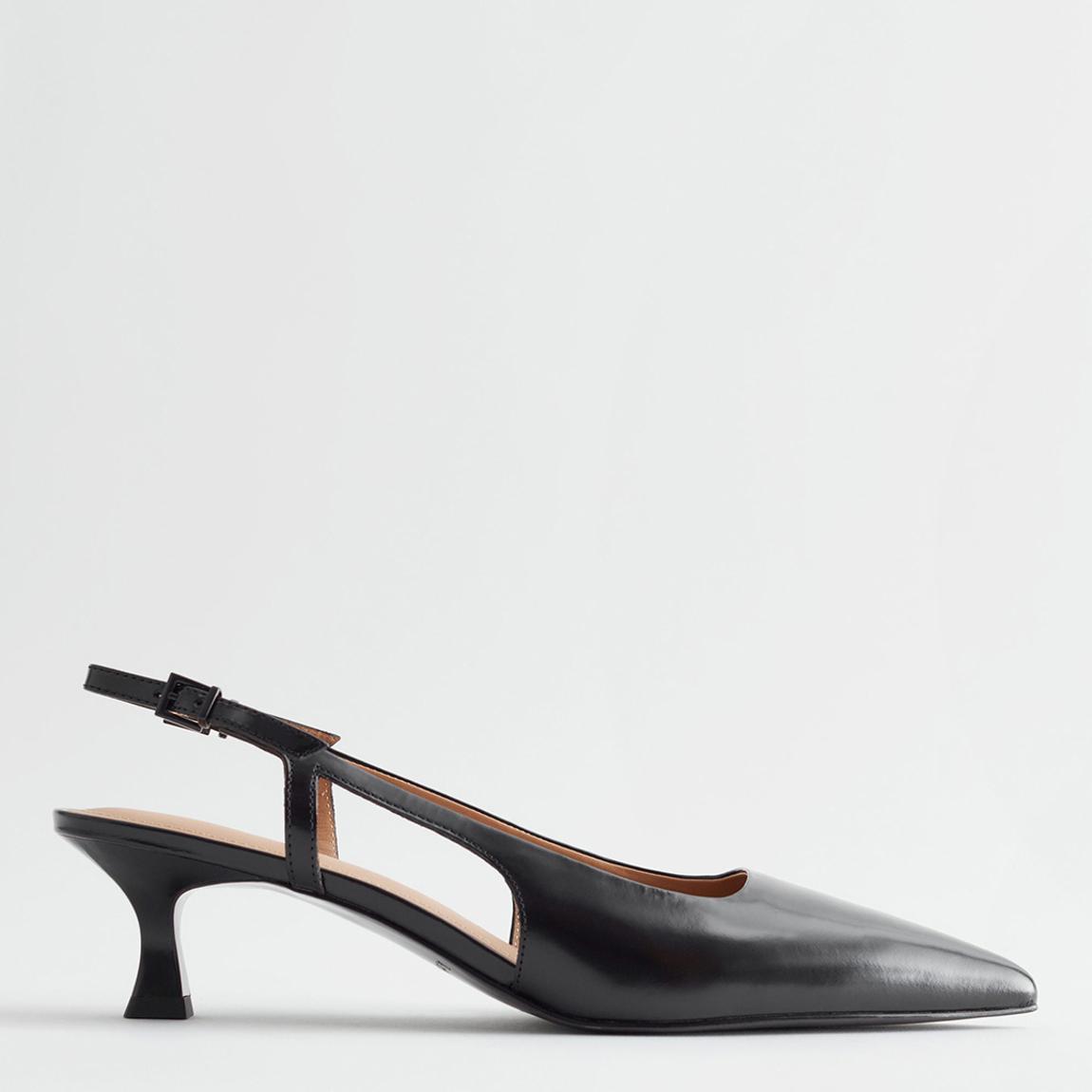 Black Leather Slingback Pumps main product photo