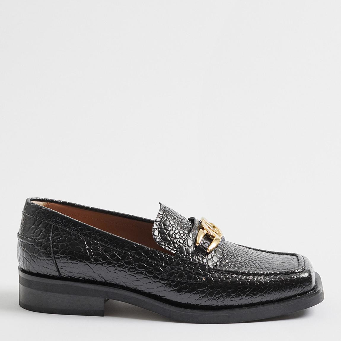 Black Leather Chain Loafer main product photo