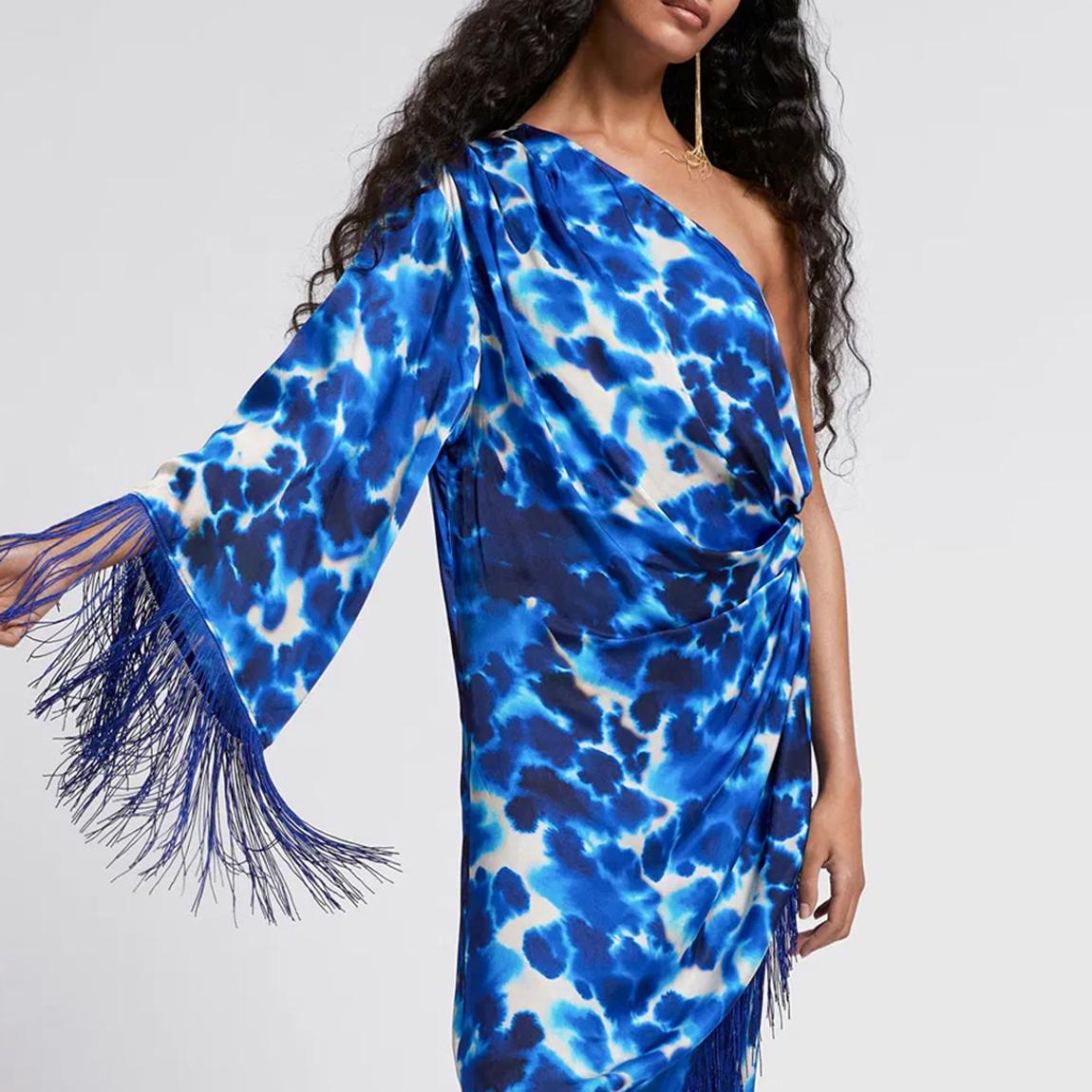 Blue Print Asymmetric Wrap Dress main product photo