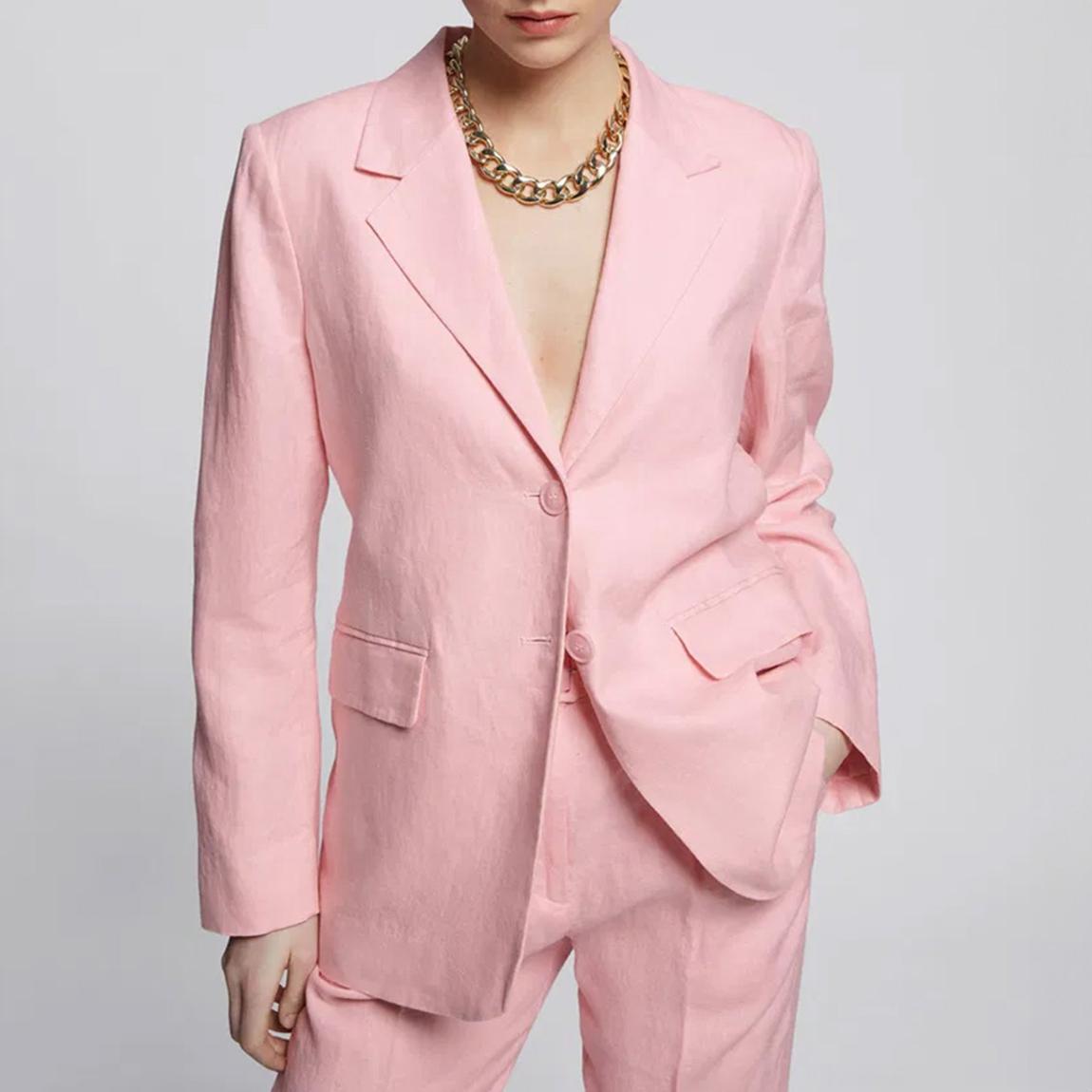 Baby Pink Relaxed Linen Blazer main product photo