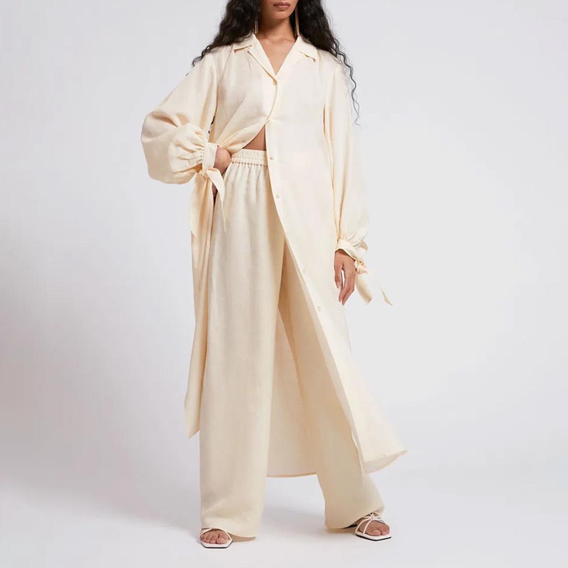 Apricot Floaty Wide Leg Linen Blend Trousers main product photo