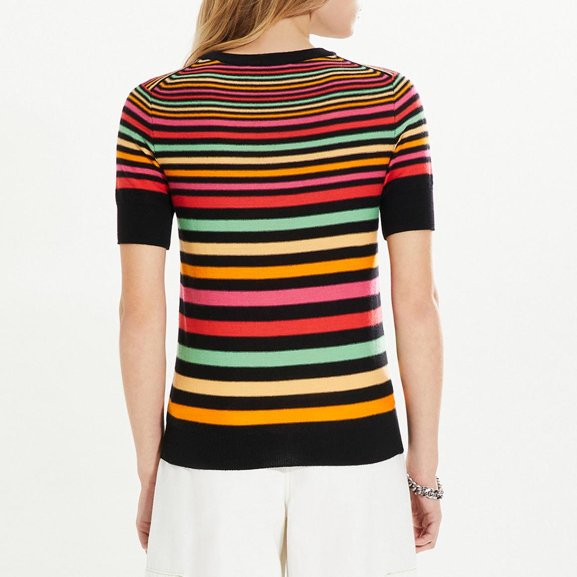 Black Striped Wool Short Top main product photo