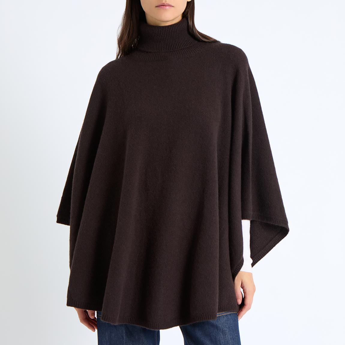 Brown Cashmere Roll Neck Poncho main product photo