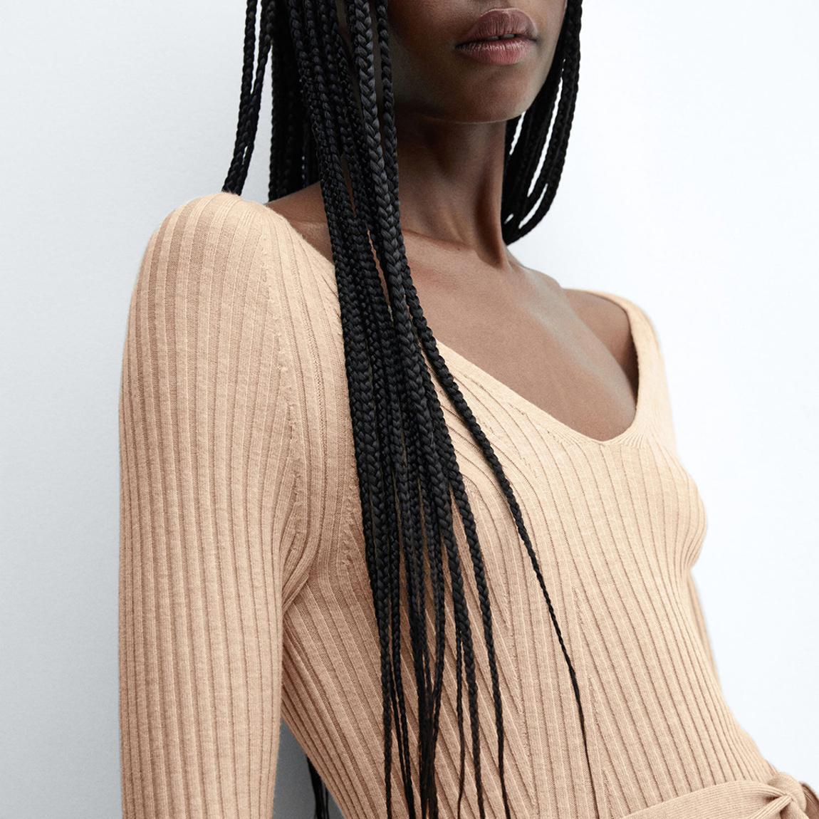 Natural Knitted Midi-Dress With Belt main product photo