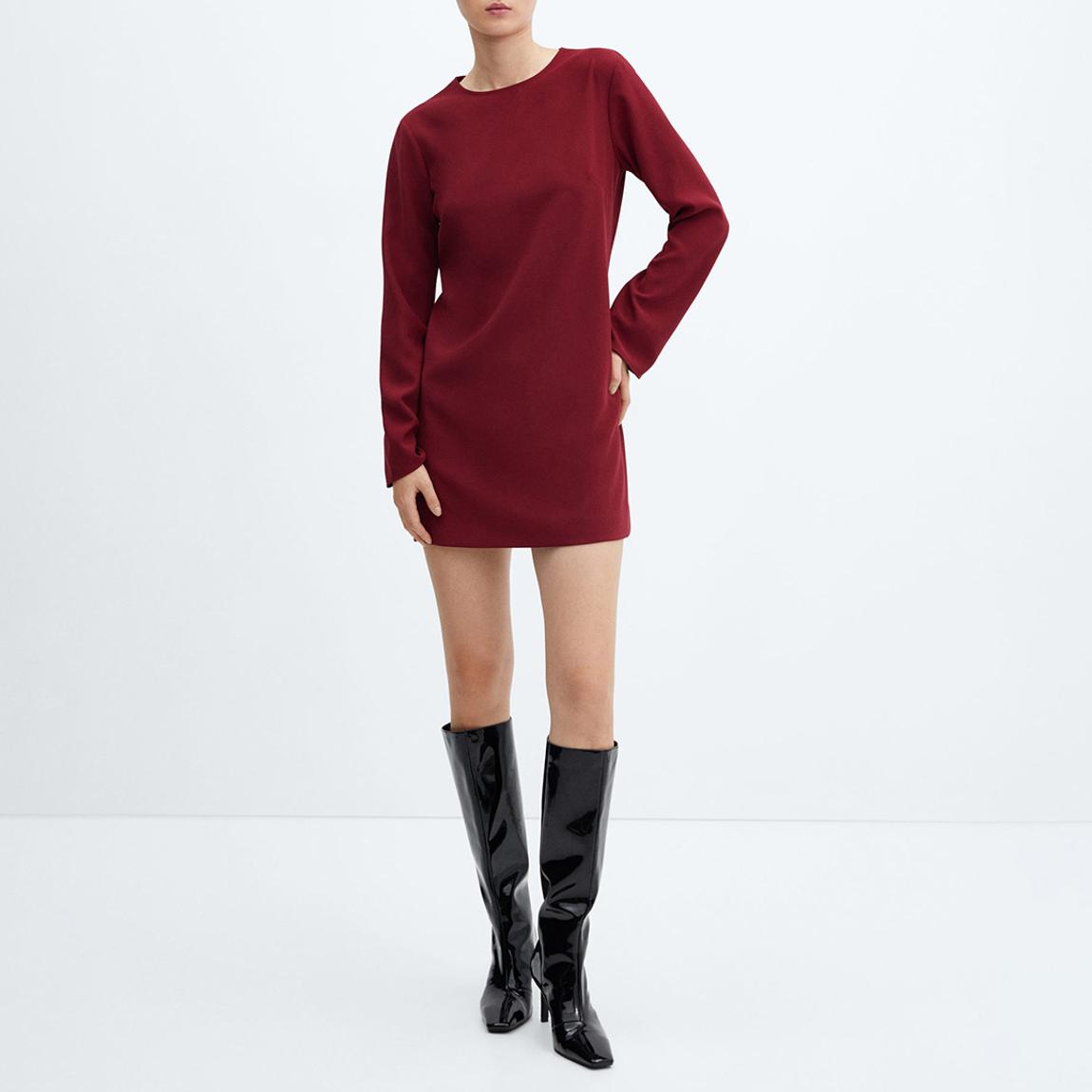Red Long-Sleeved Short Dress main product photo