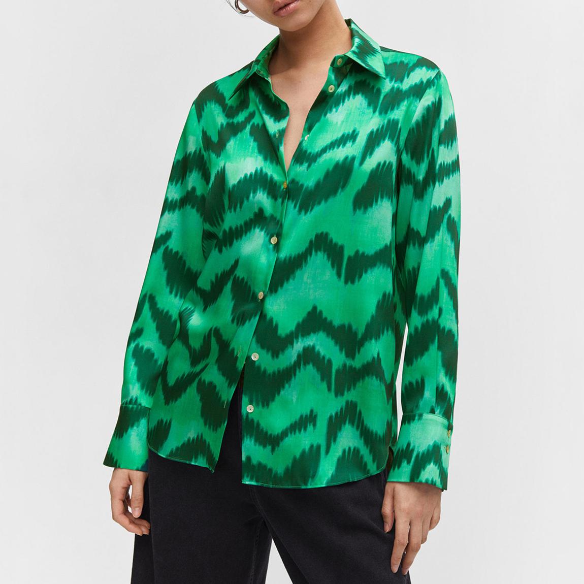 Emerald Printed Satin Shirt main product photo