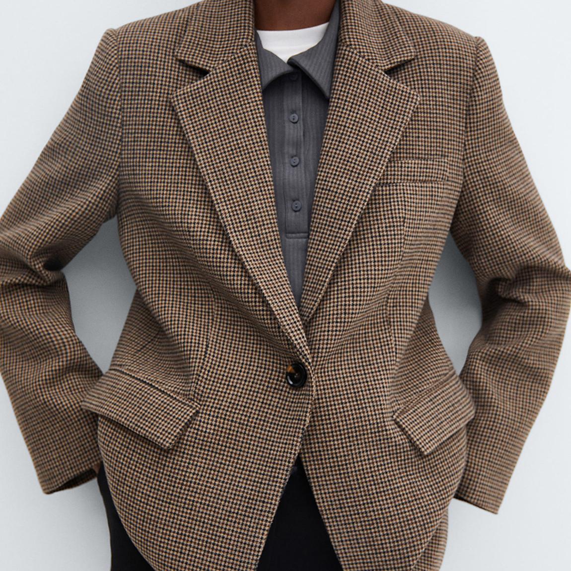 Brown Lapels Houndstooth Suit Blazer main product photo