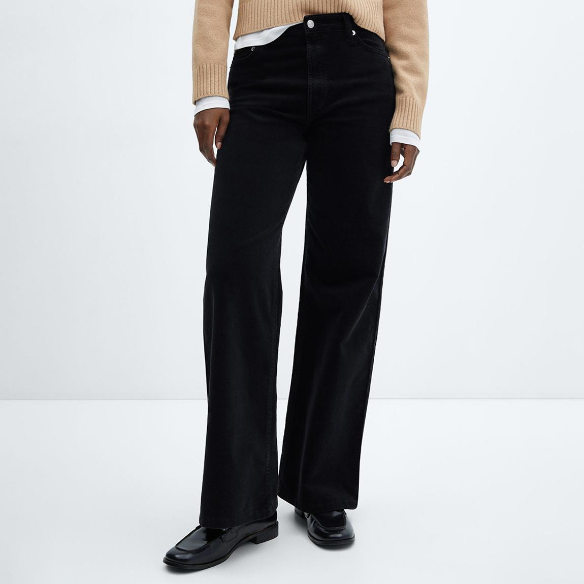 Charcoal Straight Mid-Rise Corduroy Pants main product photo