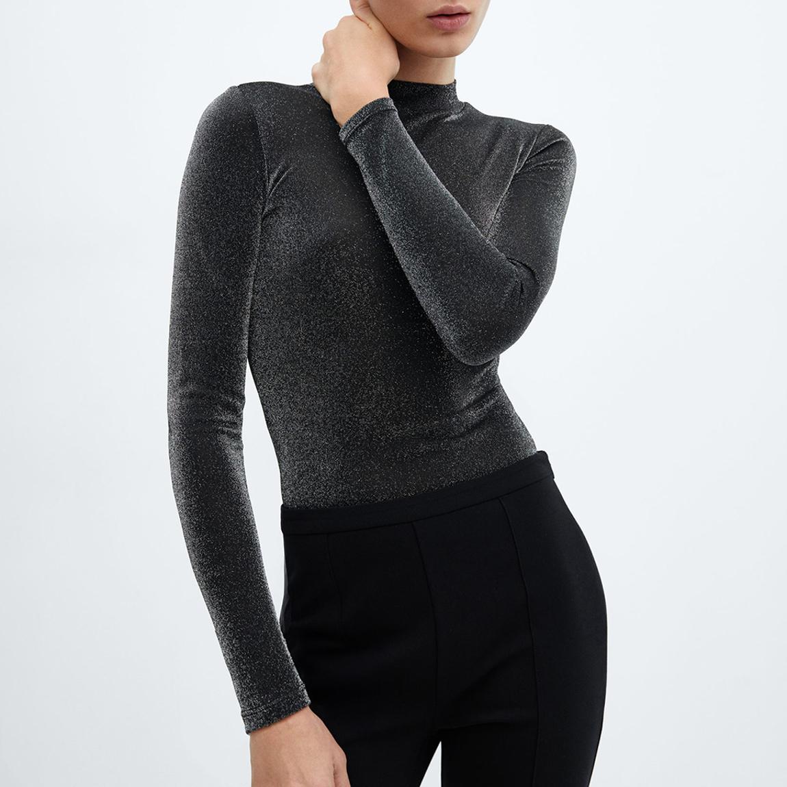 Grey High Neck Lurex Top main product photo