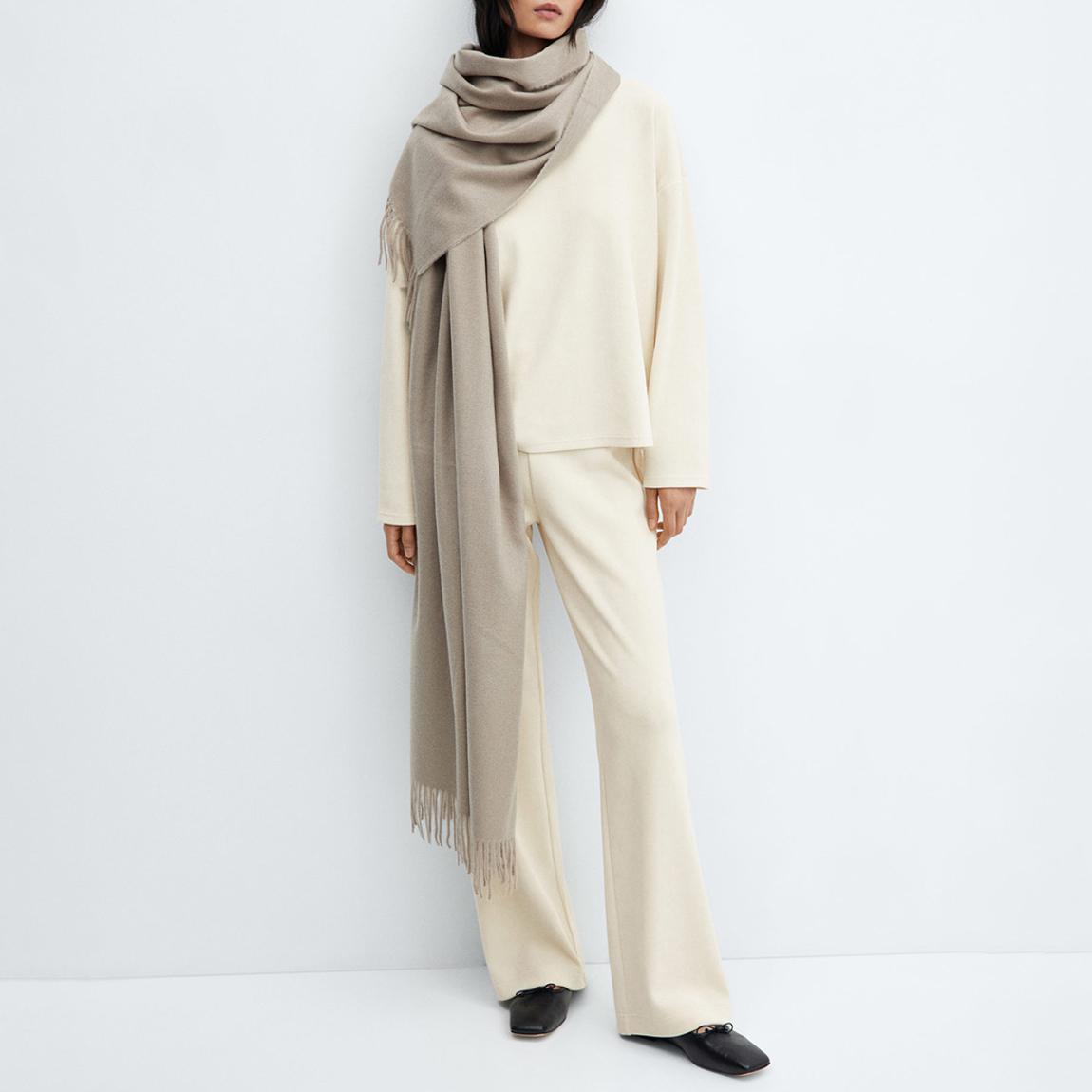 Ecru Textured High Neck Sweatshirt main product photo