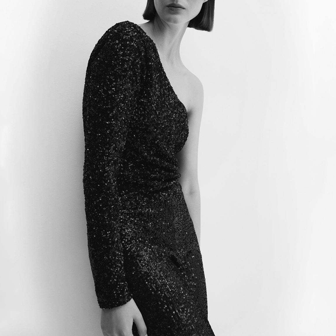 Black Asymmetric Sequin Top main product photo