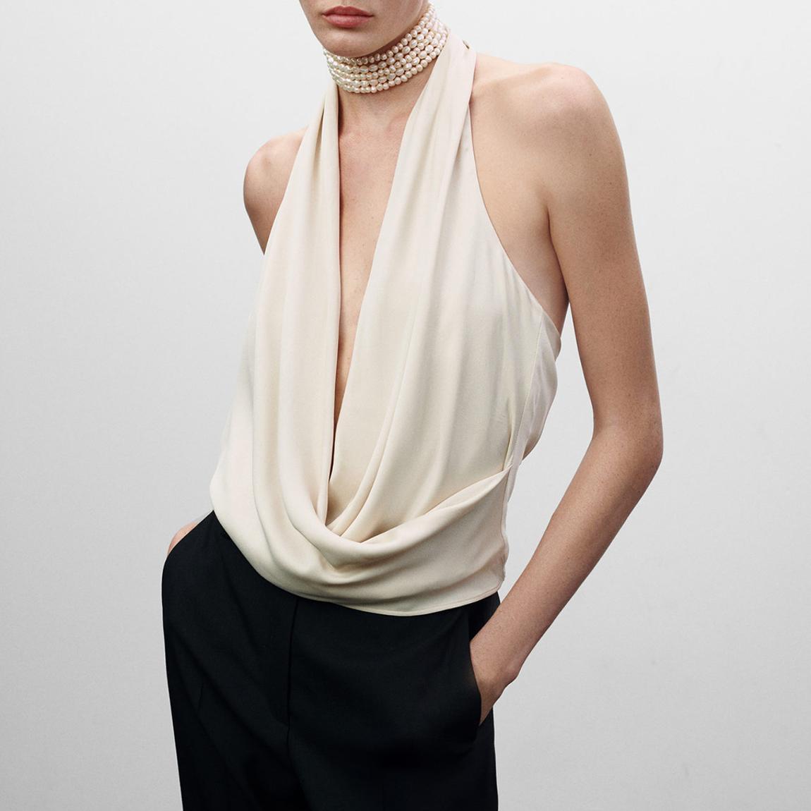 Ecru Draped Satin Top main product photo