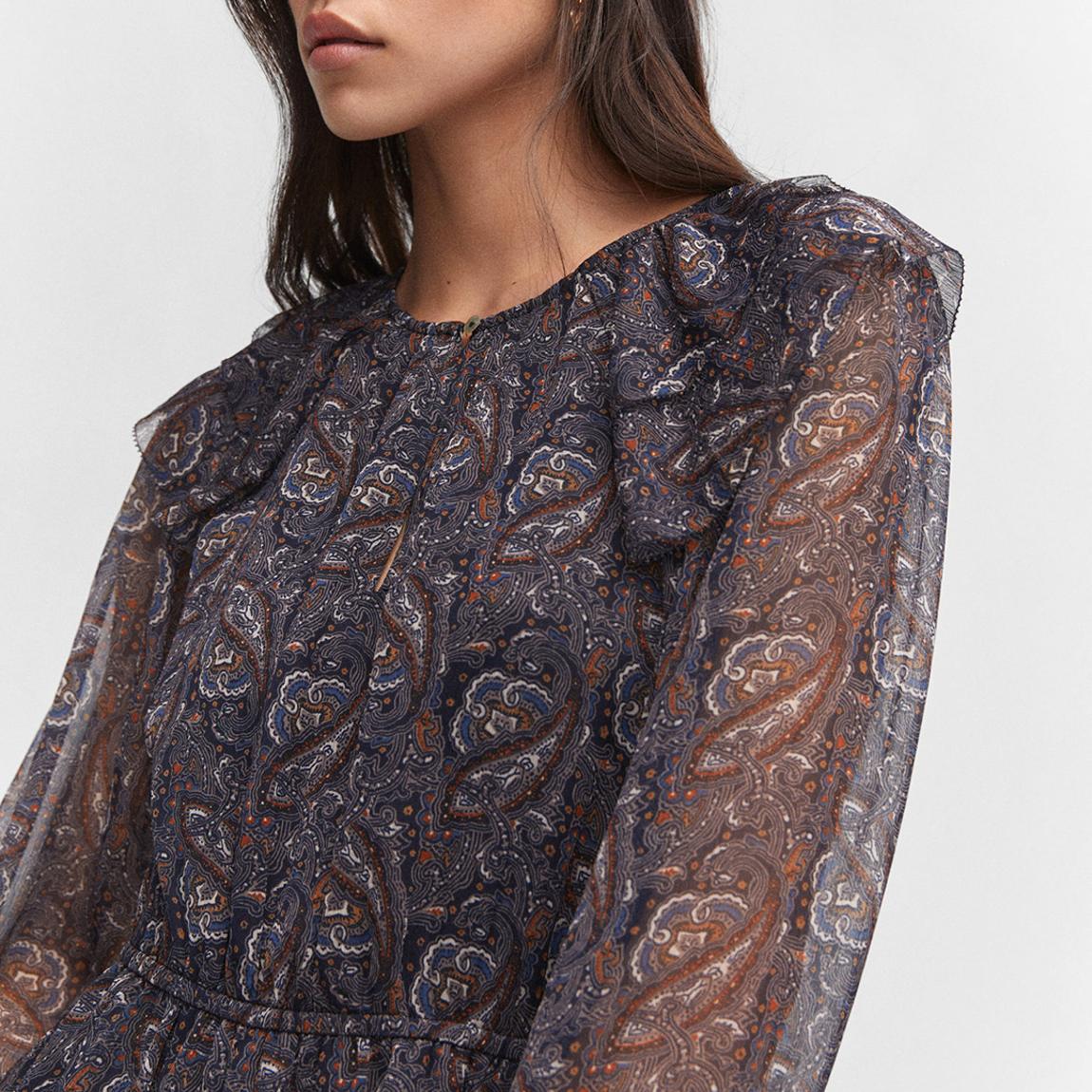Dark Grey Printed Chiffon Dress main product photo