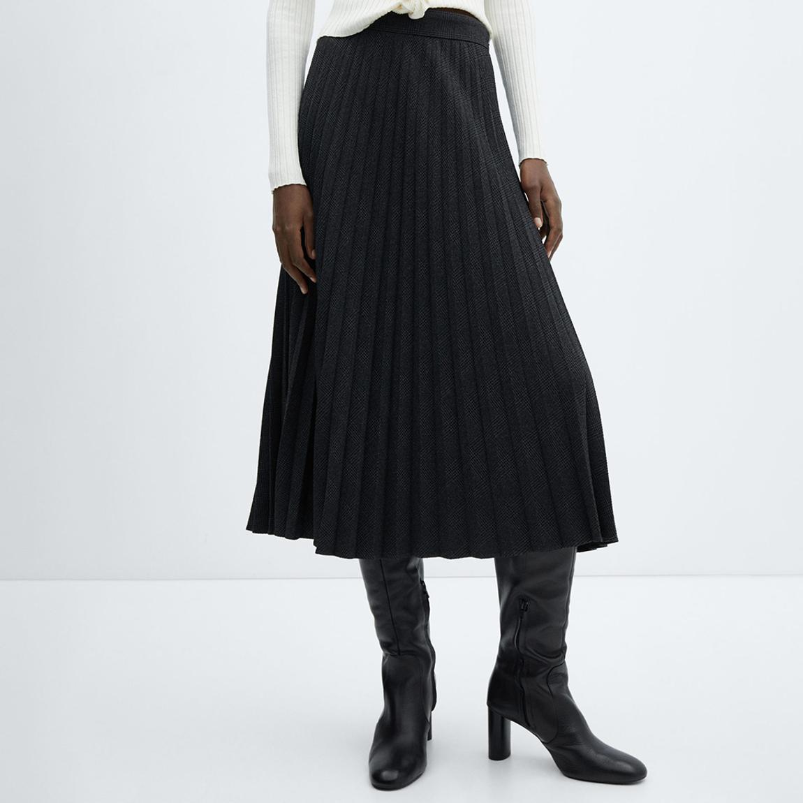Black Checked Pleated Skirt main product photo