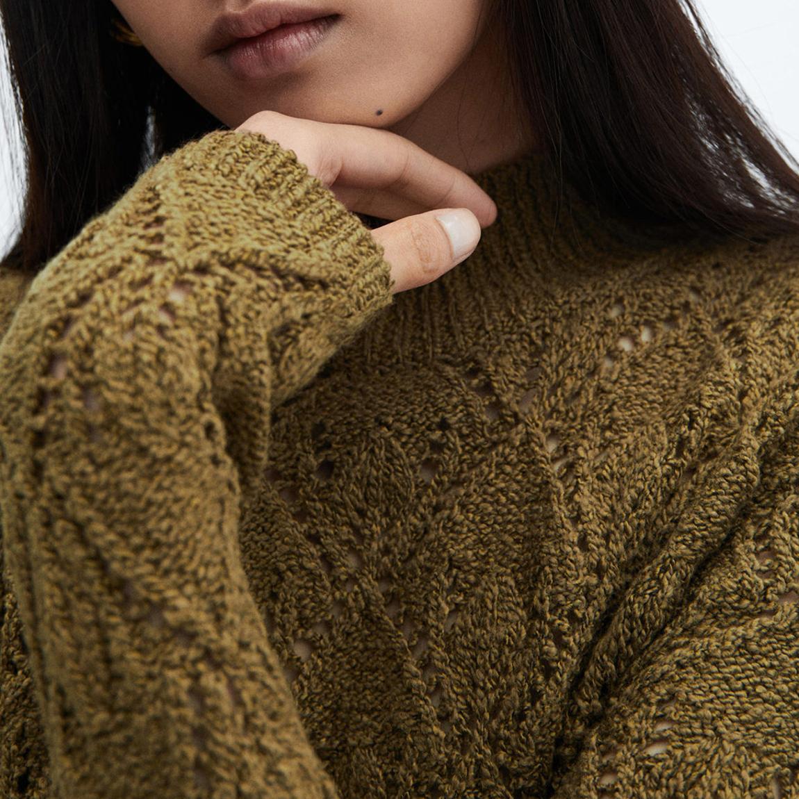 Khaki Open Work-Detail Jumper main product photo