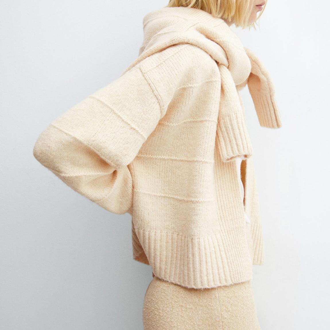 Beige Decorative Seams Cardigan main product photo
