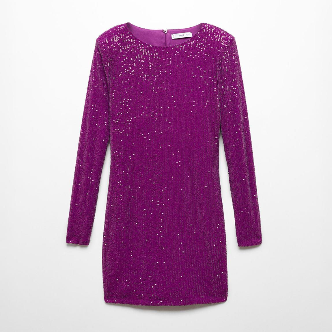 mango purple sequin dress Semi-transparent short sequin dress - Women