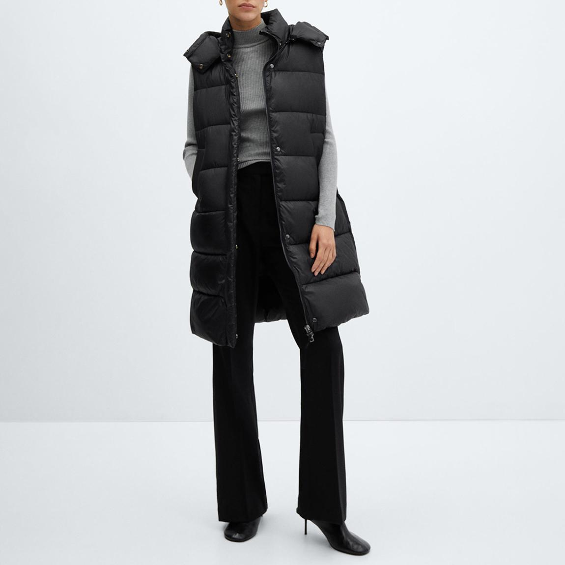 Black Padded Tornado Longline Gilet main product photo
