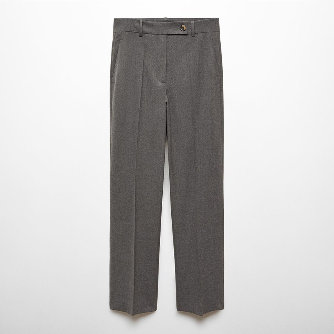 Grey Straight Trousers With Side Button main product photo