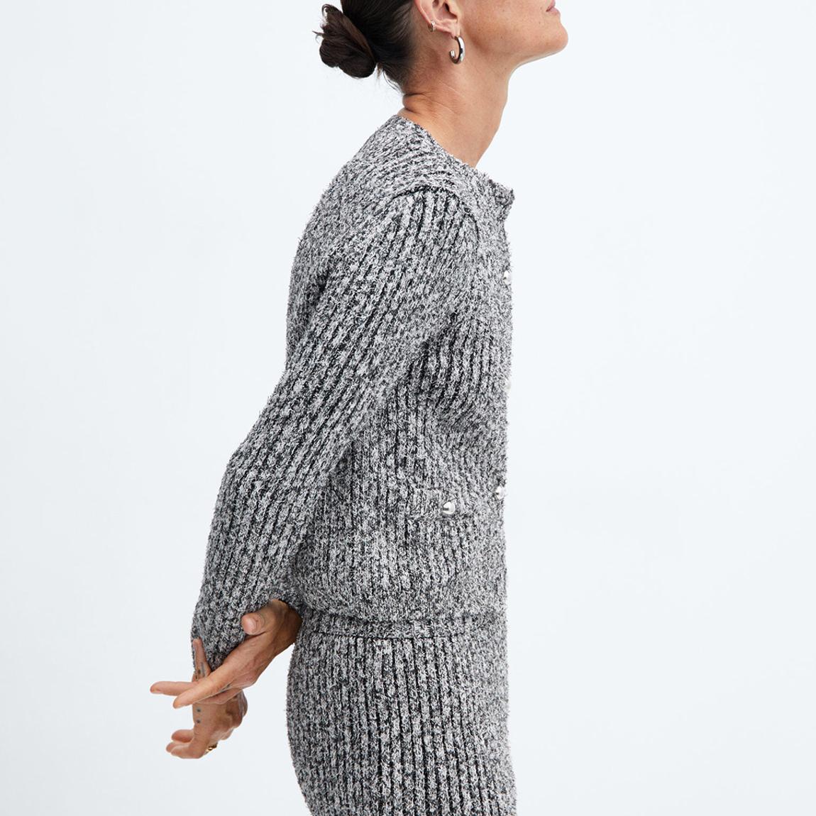Black Textured Rib-Knit Cardigan main product photo