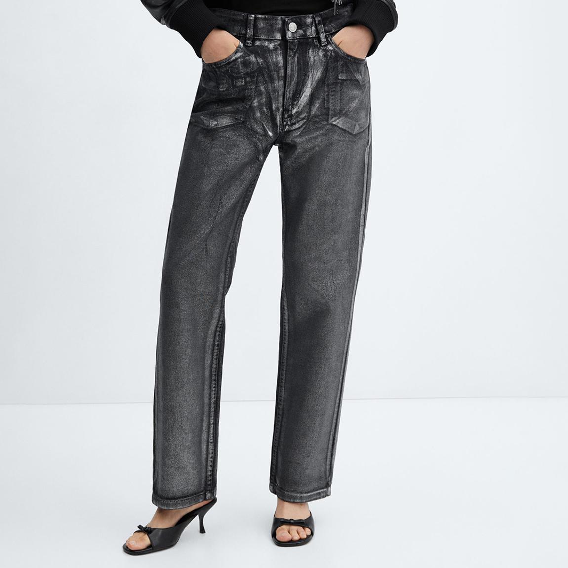 Black Straight Foil Jeans main product photo