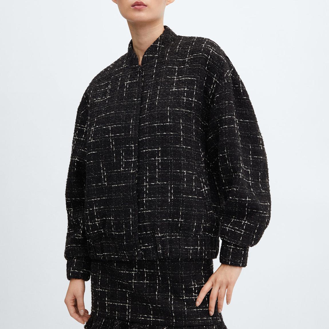 Black Tweed Bomber Jacket main product photo