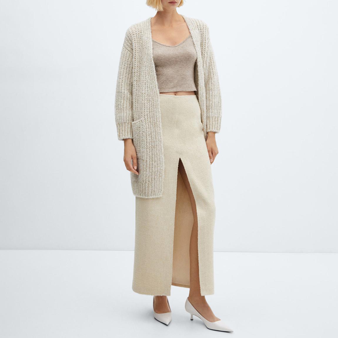 Ecru Cable Knit Longline Cardigan main product photo