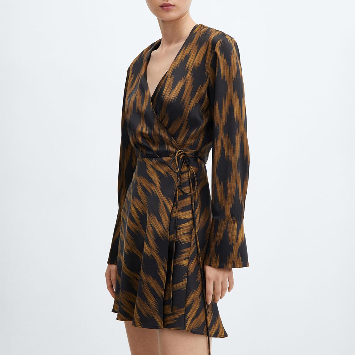 Black Print Wrap Dress main product photo