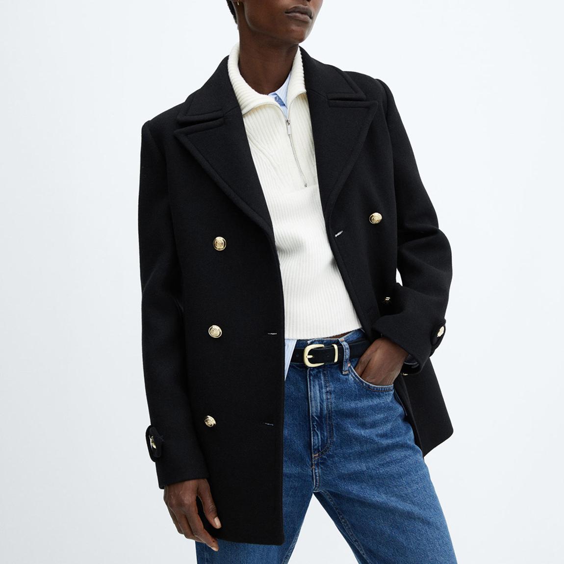 Black Wool Coat With Gold Buttons main product photo