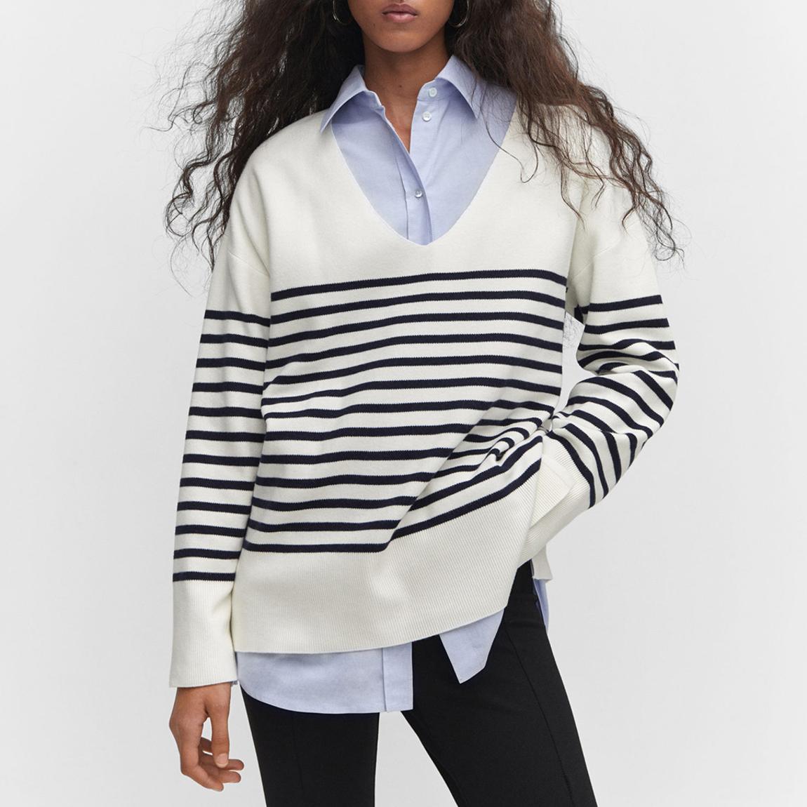 Dark Navy Oversized V-Neck Jumper main product photo