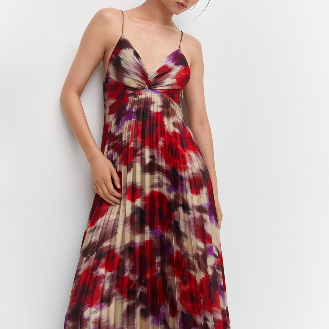 Purple Pleated Satin Dress main product photo