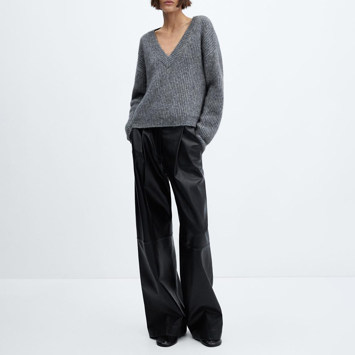 Dark Grey V-Neck Knit Jumper main product photo
