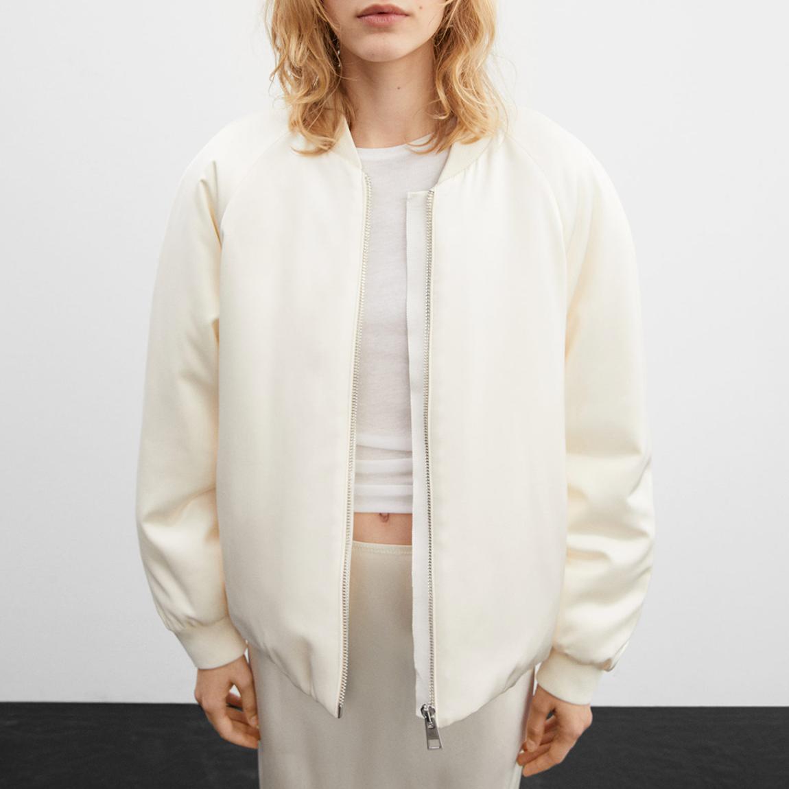 Ecru Quilted Bomber Jacket main product photo