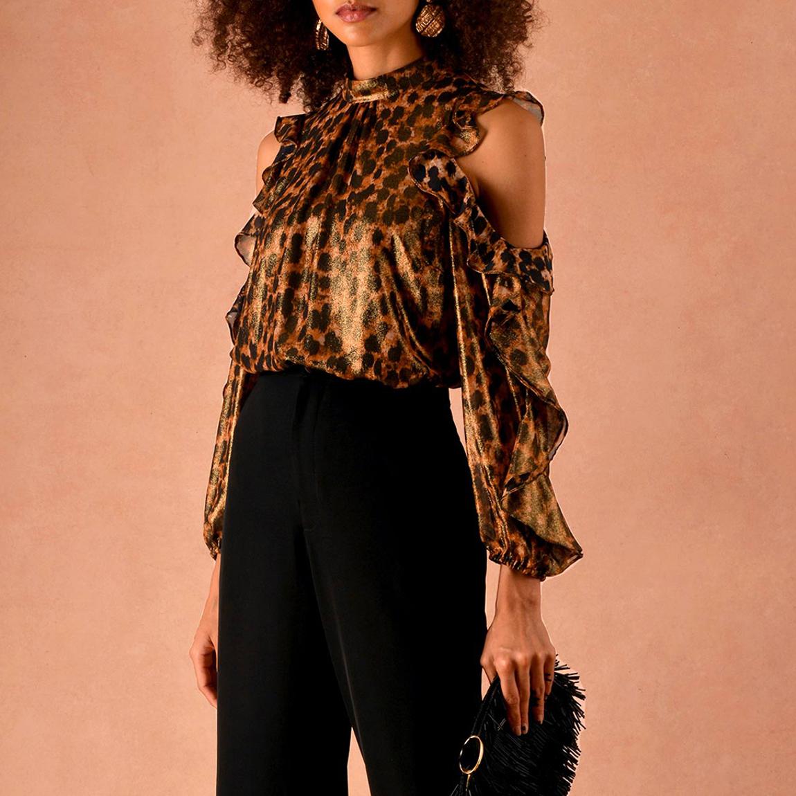 Foiled Animal Cold Shoulder Top main product photo