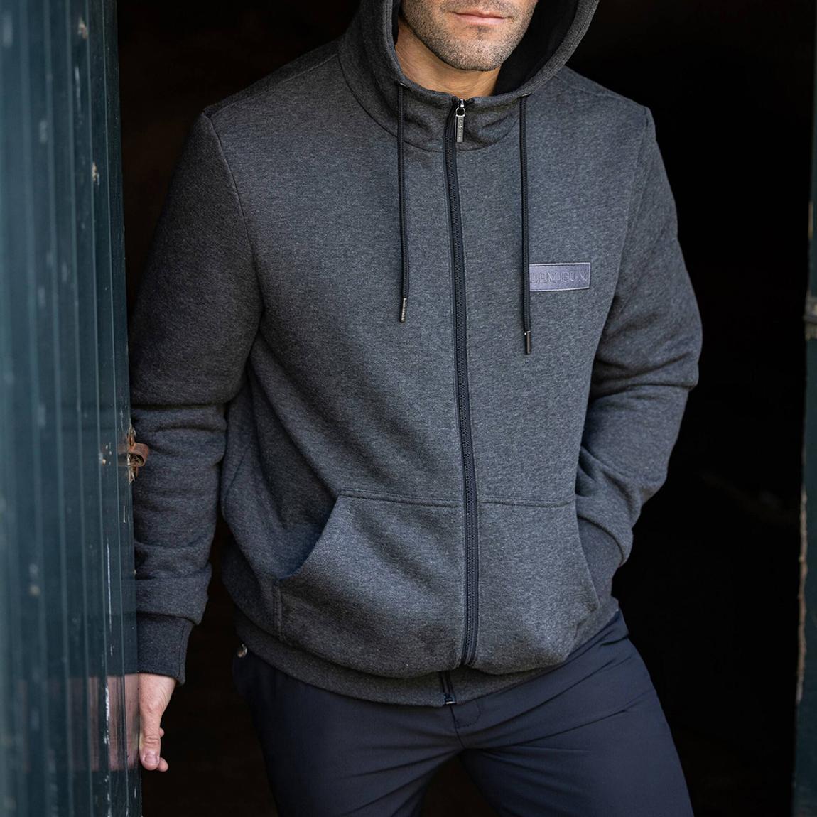 Charcoal Mens Zip Through Hoodie main product photo