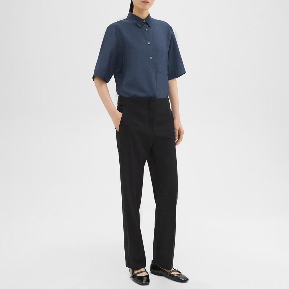 Black Straight Leg Wool Blend Trousers main product photo