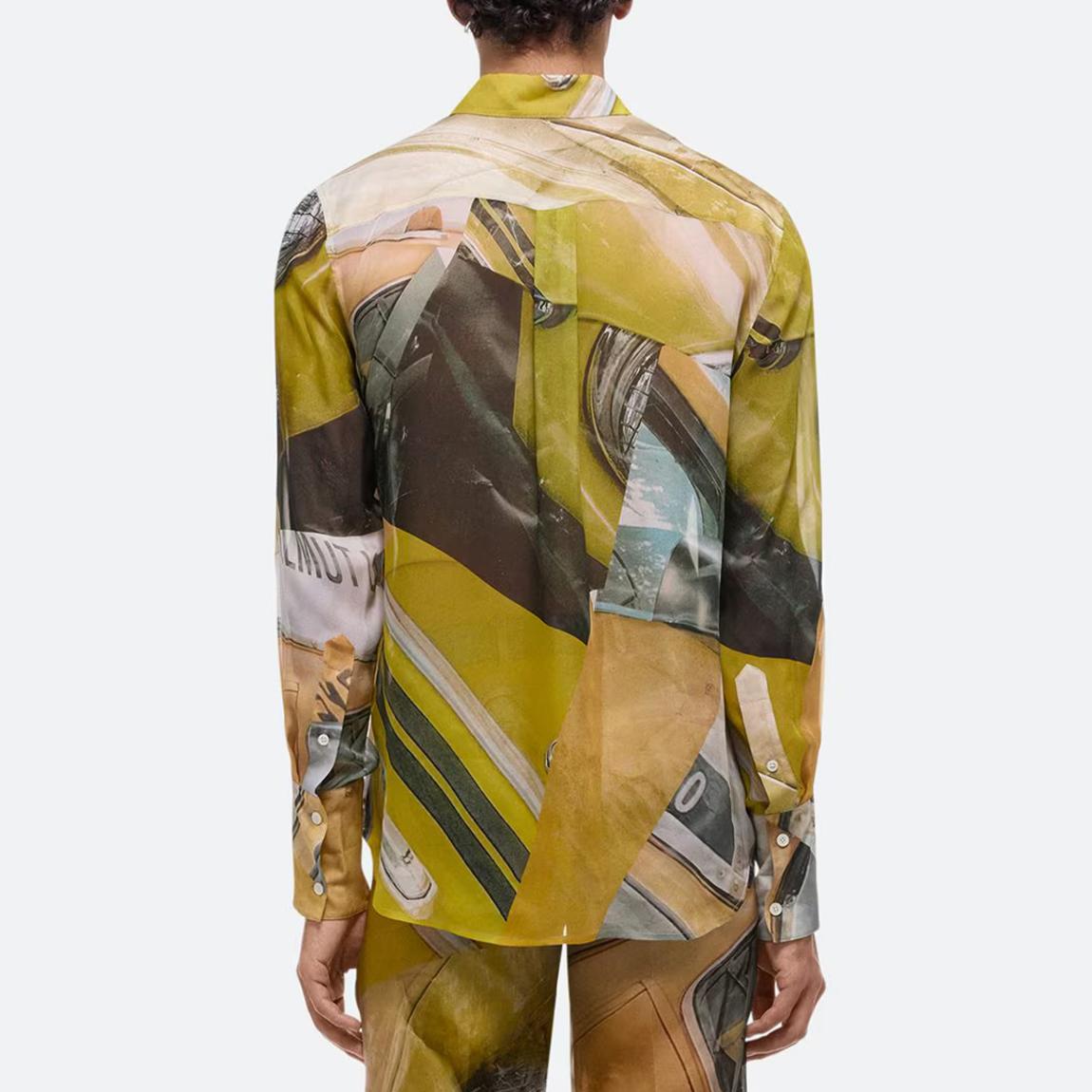 Yellow Printed Relaxed Silk Shirt main product photo