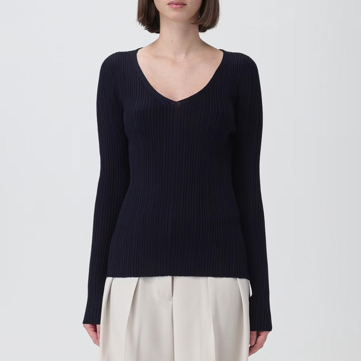Navy V-Neck Wool Blend Jumper main product photo