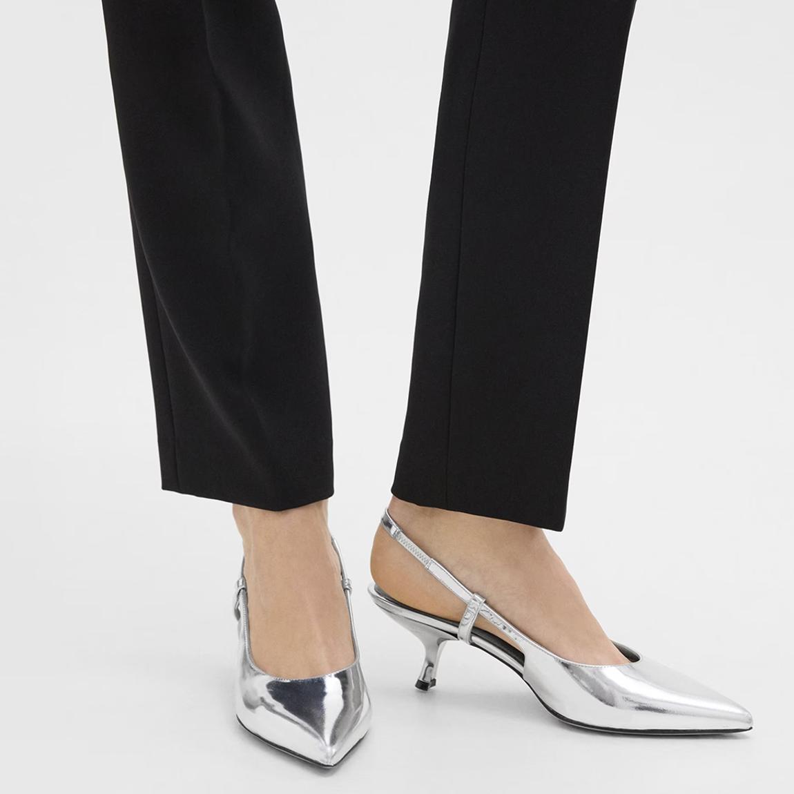 Silver Leather Slingback Heels main product photo