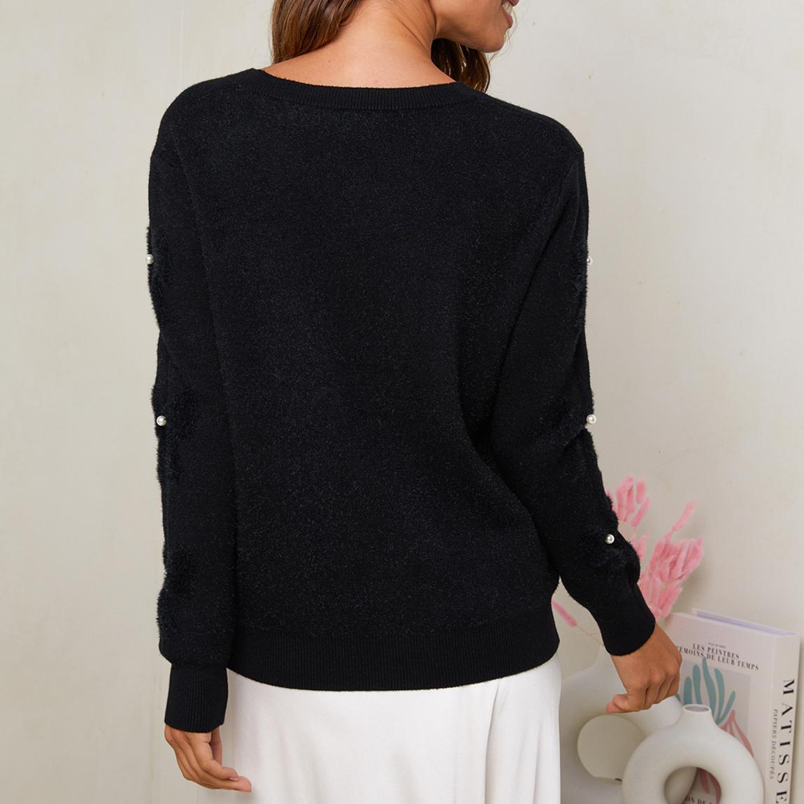 Black Cashmere Blend Round Neck Print Jumper main product photo