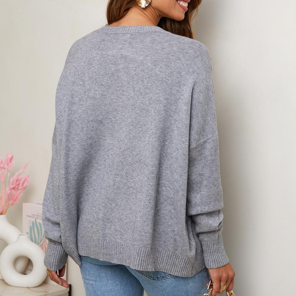 Grey Cashmere Blend Textured Embellished Jumper main product photo