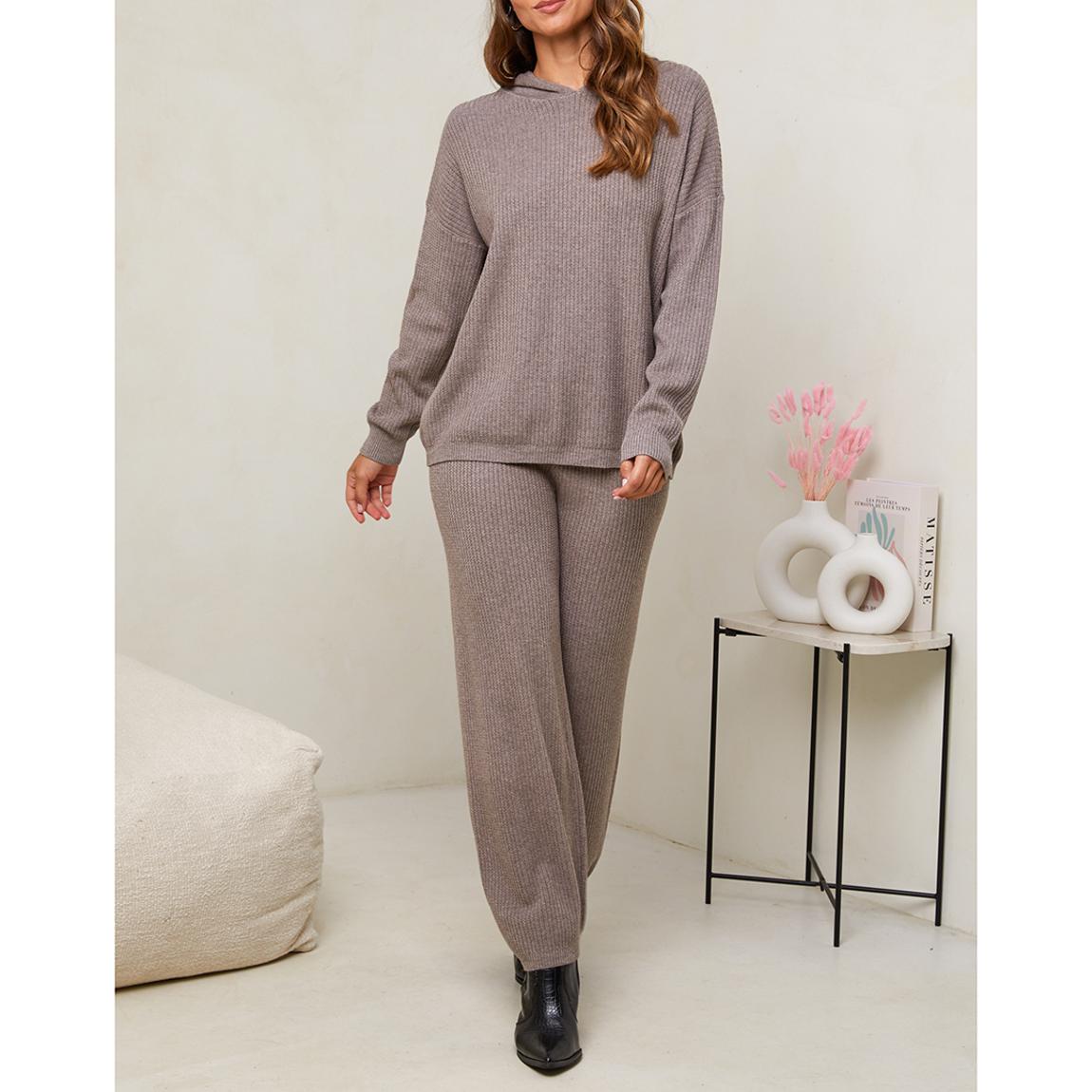 Taupe Cashmere Blend Hoodie and Leg Set main product photo