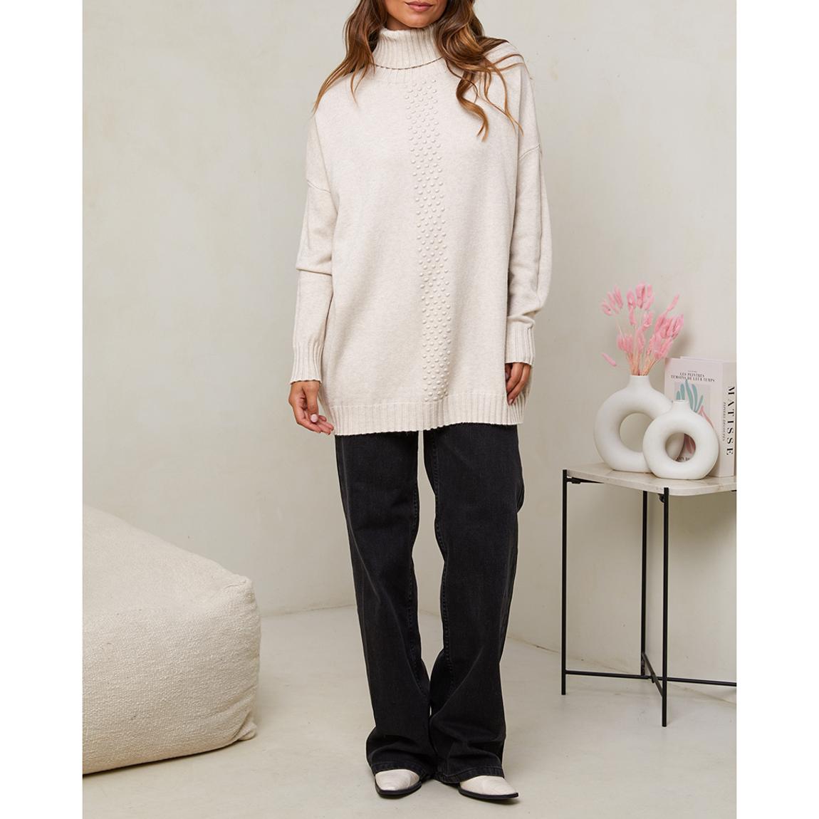 Ecru Cashmere Blend Roll Neck Jumper main product photo