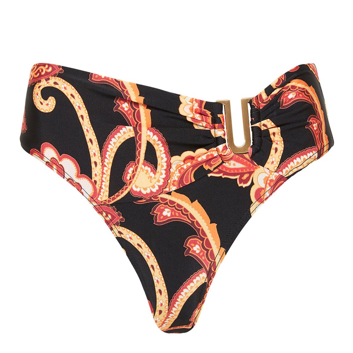 Black Silk Road Trimmed Mid Bikini Bottom main product photo