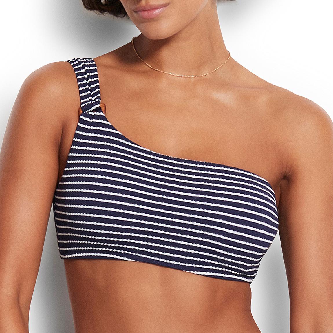 Navy One Shoulder Bikini Top main product photo