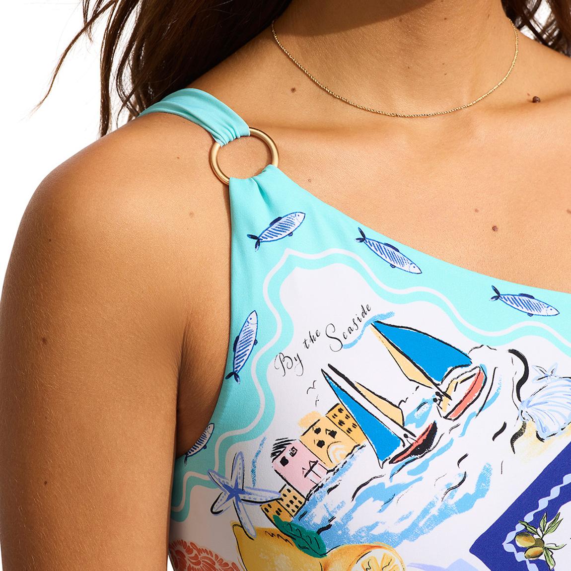 Atoll Blue One Shoulder One Piece main product photo