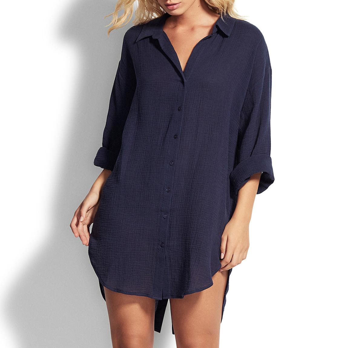 Navy Oversize Beach Cover Up main product photo