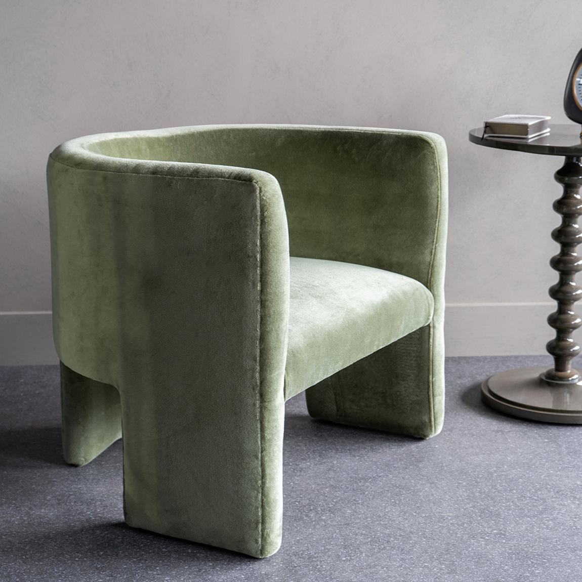 Green Velvet Tri-Leg Chair main product photo